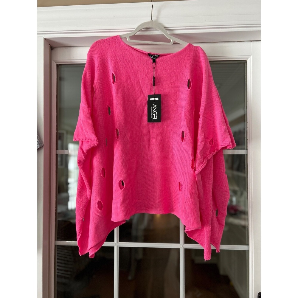 Angel Apparel Cut Out Poncho in Pink size Large NWT orig $193